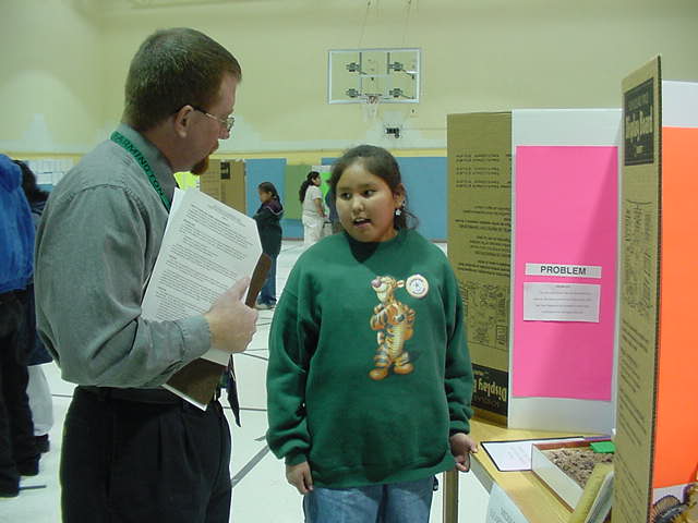 Natalie and science fair judge